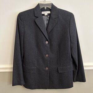 Josephine Chaus Charcoal Grey Wool Cashmere Button Vintage Blazer Size Petite 10